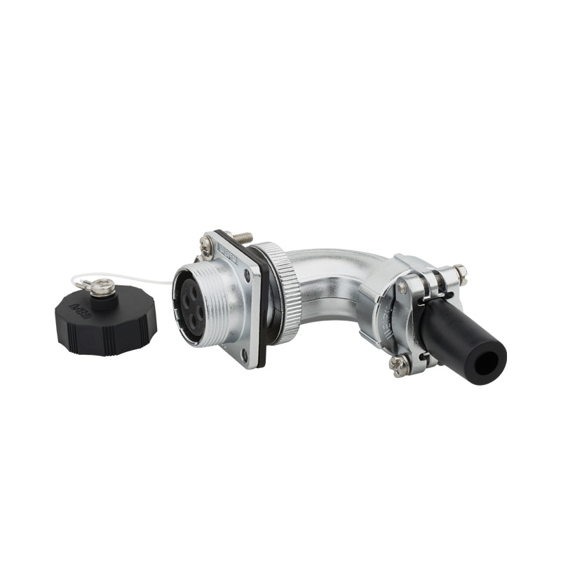 WS series In-line receptacle with angled back shell and cable clamping plates WS-ZS