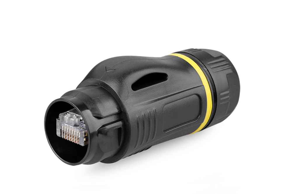 CNLINKO D-24-RJ45 plastic round four-hole waterproof aviation plug connector