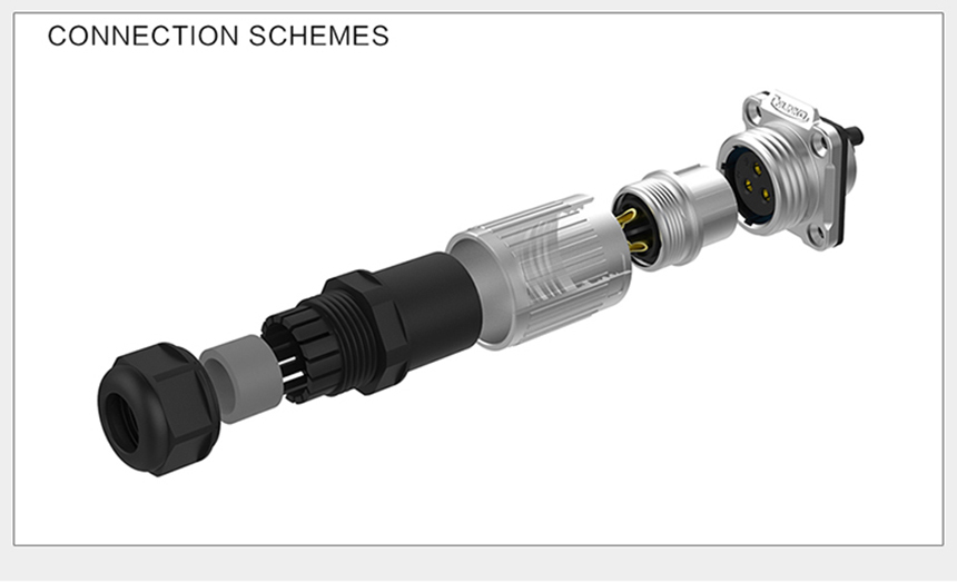 CNLINKO YW-20-4 pin metal circular four-hole waterproof aviation plug connector - 图片 5