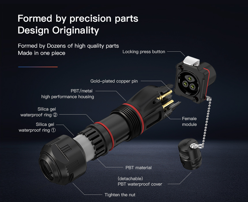 CNLINKO BD-24-3 pin plastic round four-hole waterproof aviation plug connector - 图片 8
