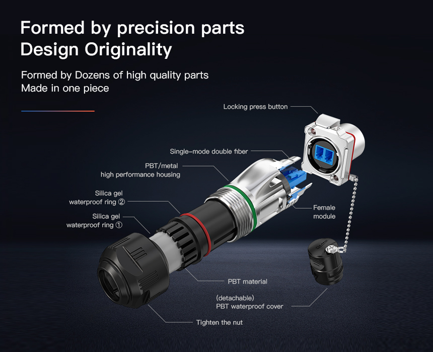 CNLINKO BD-24-Fiber optic metal round four-hole waterproof aviation plug connector - 图片 4