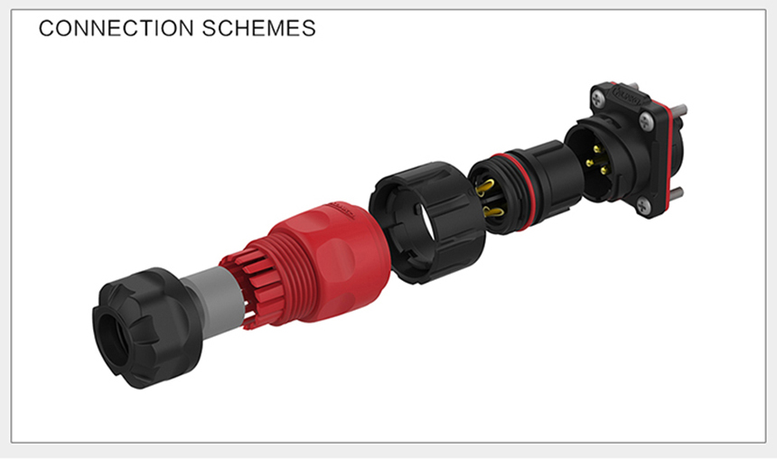CNLINKO YM-20-5 pin plastic circular four-hole waterproof aviation plug connector - 图片 6